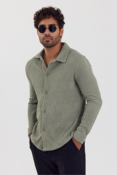İLKCET MODA Jacquard Çağla Men's Regular Patterned Shirt