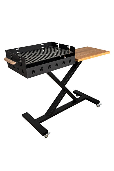 buz Grătar de grădină portabil premium cu masă de lucru, înălțime reglabilă, ...