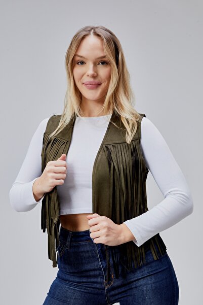 Wissi Life Scuba Suede Tassels Khaki Vest