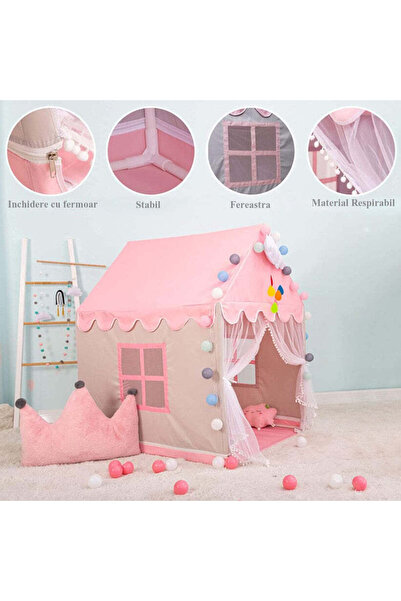 buz Children's play tent playhouse for kids, pink, 145 x 90 x 124 cm