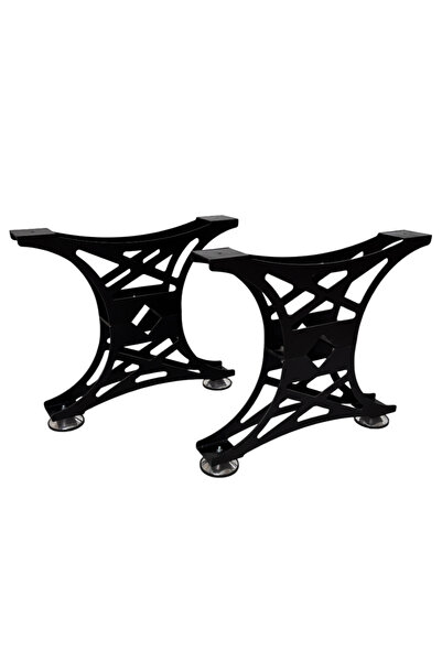 buz Picioare de masă metalice, set de 2, mobilier de sufragerie, negru