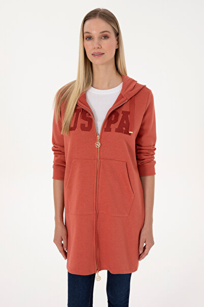 U.S. Polo Assn. سترة نسائية طويلة بسحاب بغطاء رأس بيسك 50307724-VR026