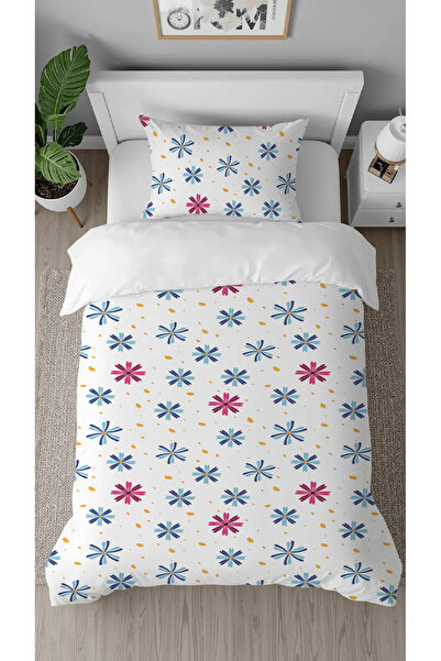 GREENDECOR Flowers Daisy Patterned Printed Specially Designed Single White Pl...
