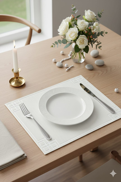 Nisahometeks 6 Pieces Rectangular Embroidered Linen American Tablecloth - Linen Supla