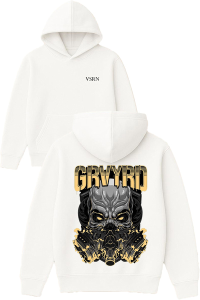 VSRN grvyrd canavar Design imprimat Hanorac alb supradimensionat cu glugă