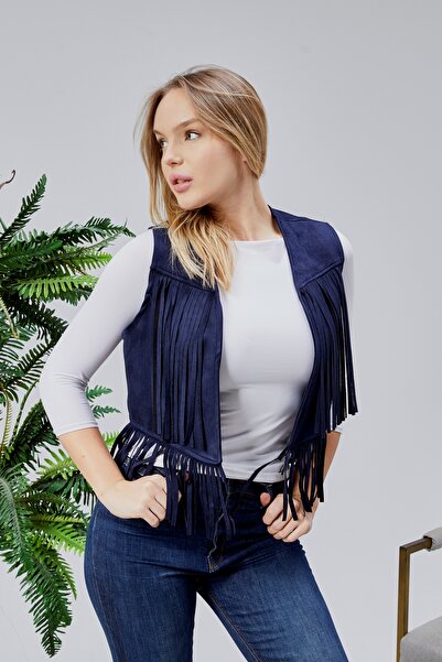 Wissi Life Scuba Suet Tasseled Navy Blue Vest