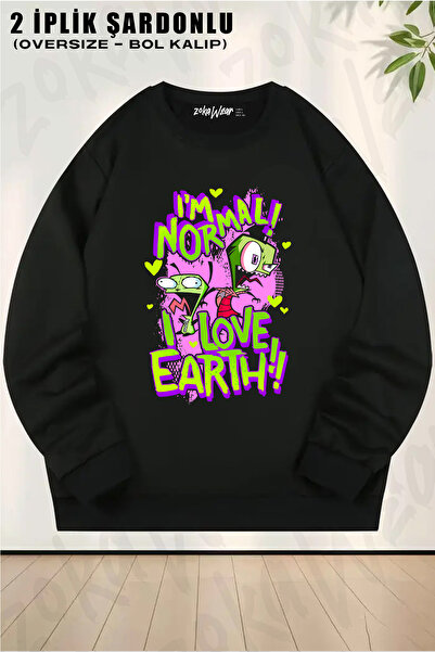ZOKAWEAR Invader Zim Gir, model unisex, liber, sunt normal, iubesc Pământul!!...