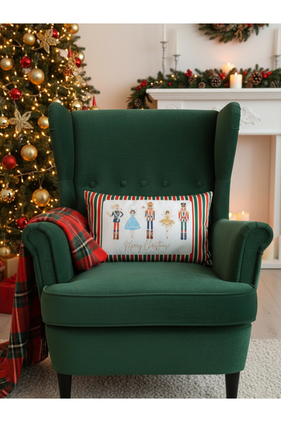 RahanDesign غطاء وسادة مزخرف بتصميم كسارة البندق لعيد الميلاد - 30×50 سم - غط...