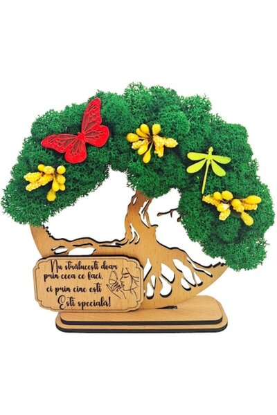 OEM Cadou Copacul Vietii, cu licheni stabilizati, din lemn bej, „Esti special...