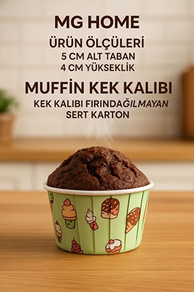 MG HOME 12 Pieces Green Muffin Cake Mold 5X4X7 cm |   Non-Stick Hard Cardboard Disposable Cake Mold
