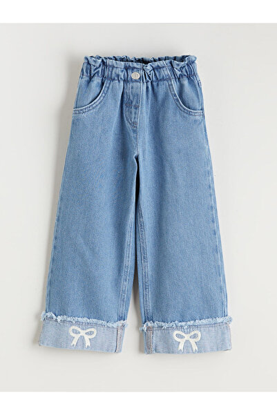 LC Waikiki Wideleg Girl's Jeans Trousers with Elastic Waist