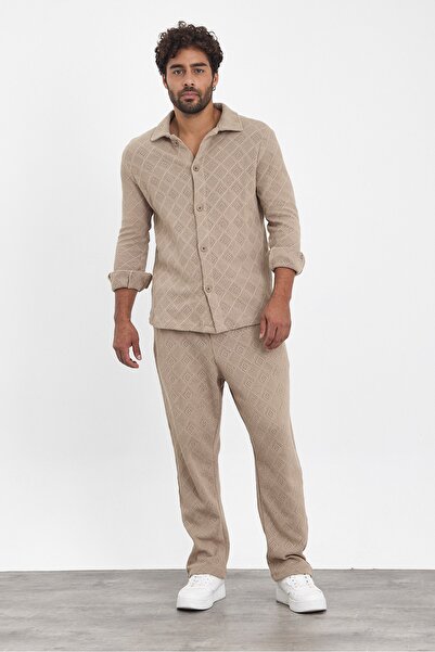 İLKCET MODA Men's Patterned Shirt Pants Bottom Top Set