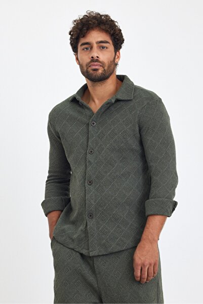 İLKCET MODA طقم قميص وبنطلون منقوش للرجال