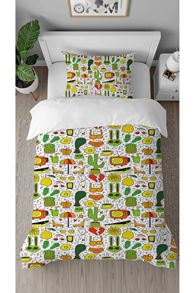 GREENDECOR Cactus Whale Green Patterned Printed Specially Designed Single Sty...