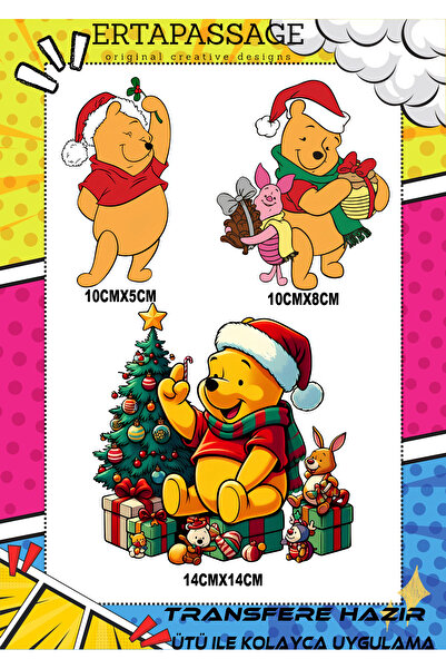 ErTaPassage Winnie Yılbaşı Noel Transfer Baskı – Ütüyle Yapışan – Tişört İçin...