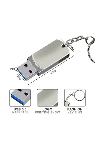 Flash Drive USB 8TB – High-Capacity Metal Pen Drive with Keychain, Mechanical Design