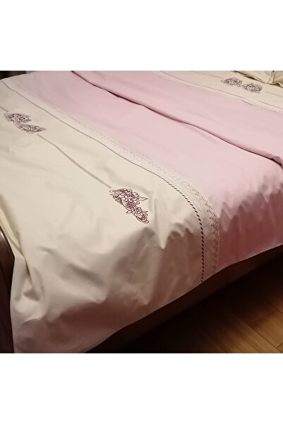 Casa Bucuriei Embroidered Bedding Set 260 x 280 cm Casa Bucuriei, Classic Design, 4 pcs, mineral pink/beige