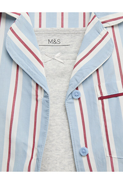 Marks & Spencer 3'lü Saf Pamuklu Çizgili Pijama Takımı (6–16 Yaş)