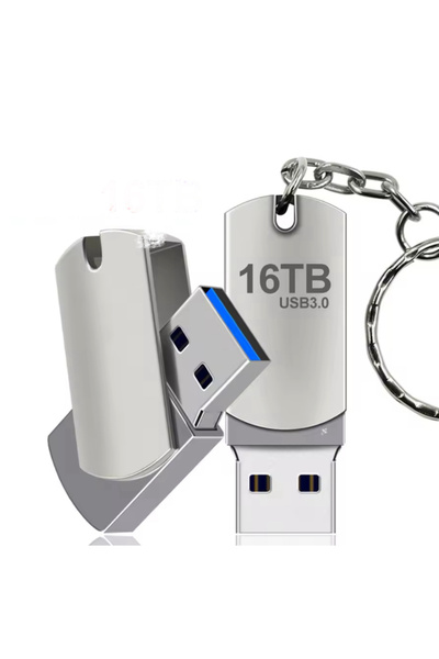 Flash Drive USB 16TB – Ultra-Large Capacity Metal USB Drive with Keychain, Mechanical Design