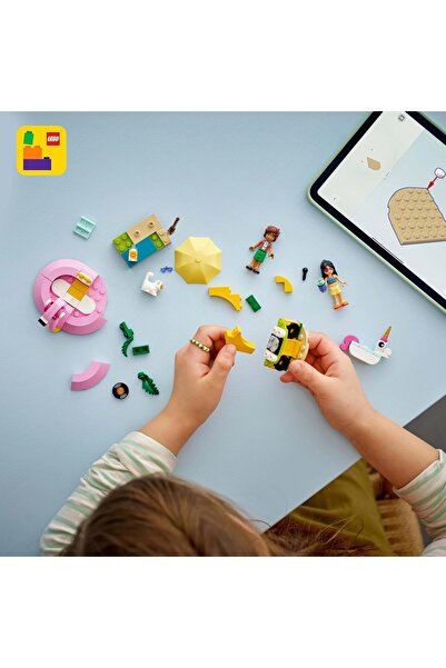 LEGO Friends Unicorn & Flamingo Pool Party Set with Animal Floats, 2 Mini-Dolls & Cat (42658)