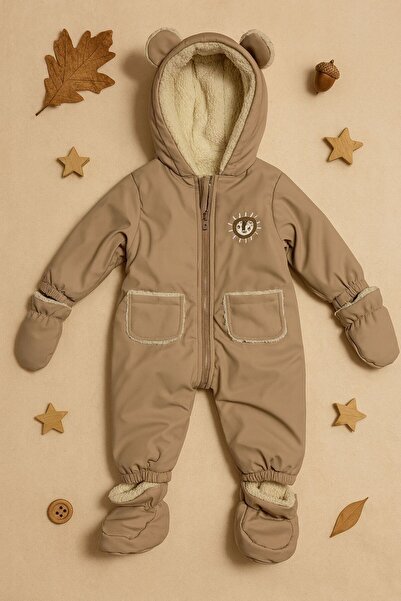 ZERA KIDS Su geçirmez, İçi Kürk Astarlı, Cepli, Kapüşonlu Bebek-Çocuk Astrono...