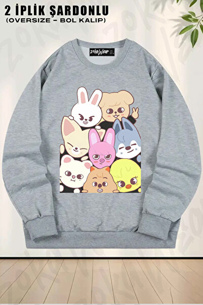 ZOKAWEAR Φούτερ Unisex Loose Fit Stray kids skzoo με τύπωμα Design oversized με λαιμόκοψη