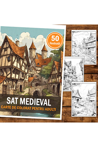 Legendary Gifts Книга за рисуване, 50 илюстрации, Средновековно село