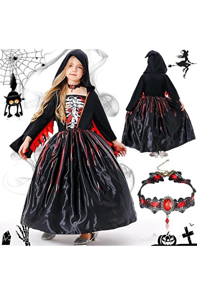 Other زي ساحرة الهالوين بوميفار للبنات - فستان مع قبعة وقلادة