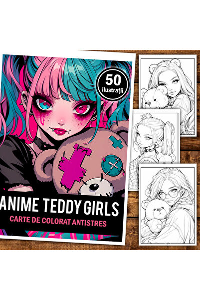 Legendary Gifts Книжка за оцветяване, 50 илюстрации, Аниме Теди Момичета