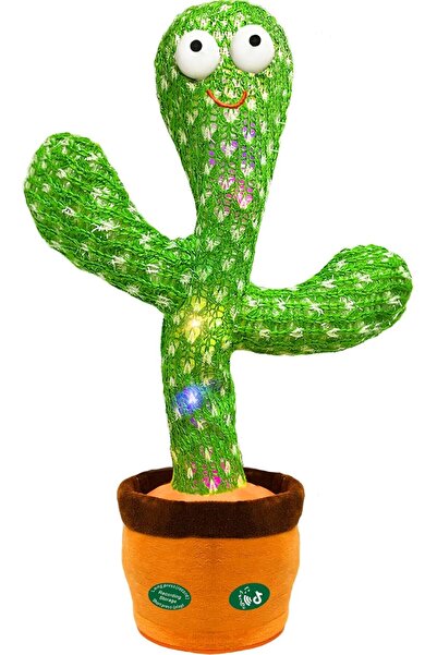 Generic Hunfur Talking Dancing Cactus Toy — Voice-Mimic with Volume Control, Sings & Repeats, Light-Up Plu