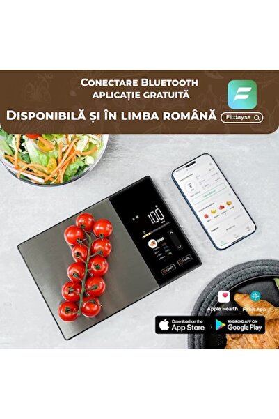 miraza Smart Bluetooth Kitchen Scale, 2” TFT Screen, Nutritional Calculator, Romanian Language App