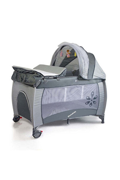 buz Pătuț/loc de joacă pliabil pentru bebeluși, portabil, design solid (gri)