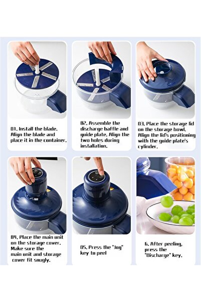 Generic Electric Grape & Garlic Peeling Machine, Rechargeable Multifunctional Kitchen Peeler (blue 1 set)