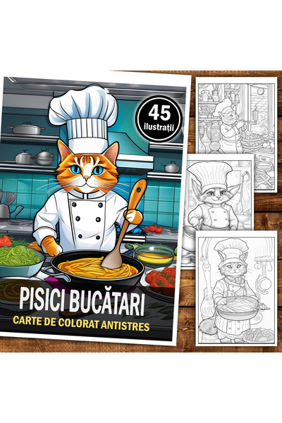 Legendary Gifts Книга за рисуване, 45 илюстрации, Котки за готвене