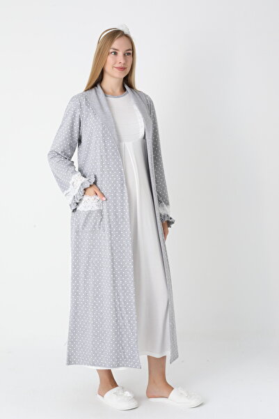 EM&FA TEKSTİL Maternity Maternity Dressing Gown Nightwear Set