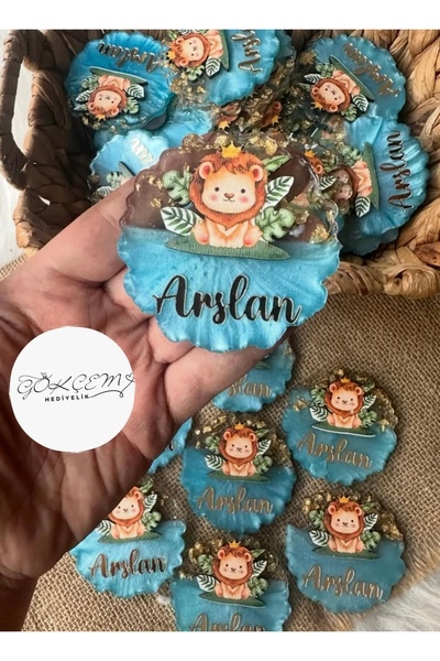 Gökçem hediyelik 20 adet erkek bebek magnet aslanlı hediye doğum günü magnet