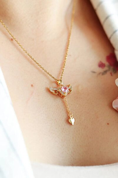 Kokoş Sevgi meleği kolye pembe detay