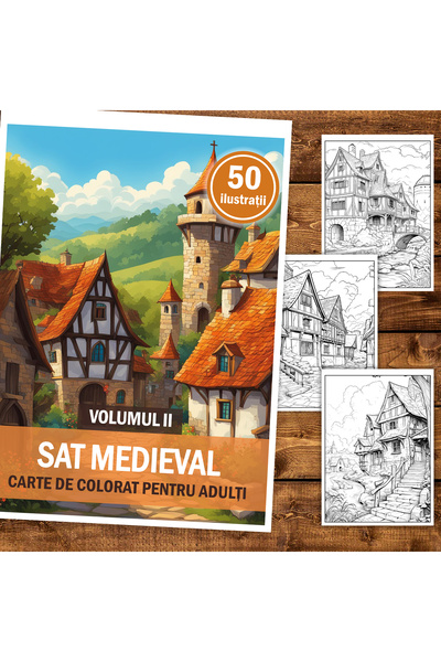 Legendary Gifts Книга за рисуване с 50 илюстрации, Средновековно село - том II