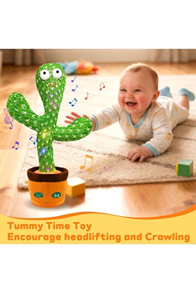 Generic Hunfur Talking Dancing Cactus Toy — Voice-Mimic with Volume Control, Sings & Repeats, Light-Up Plu