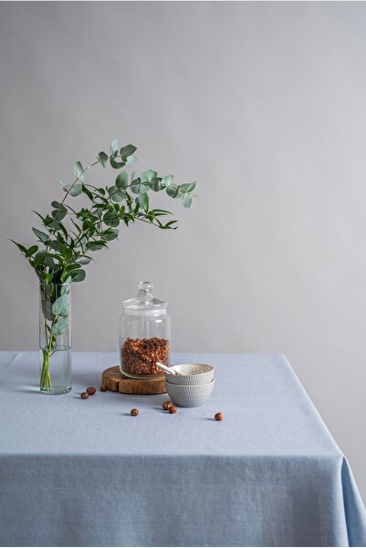 Linen Mood Premier Bebe Mavisi Leke Tutmaz Panama Keteni Masa Örtüsü