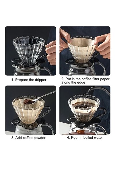 LUXURY V60 Server Dripper Set 500ml with Glass Funnel 02 with Black Base