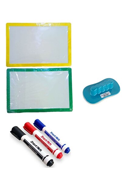 Luminoo YAZI TAHTASI 20.5x30.5 KÜÇÜK ÇERÇEVELİ,KOKUSUZ YAZI TAHTA KALEMİ 3 RENK VE TAHTA SİLGİSİ