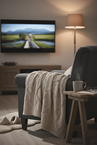 NEŞELİ HOME بطانية محبوكة ناعمة دايموند 130x170 سم مينك |   بطانية تلفزيون فر...