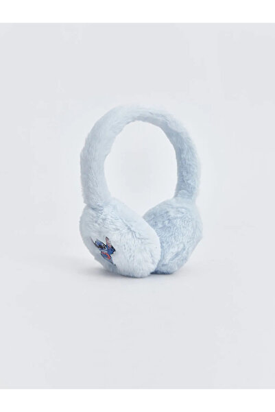 LC Waikiki ACCESORII LCW Căști pentru fete din pluș cu broderie cu cusătură albastră