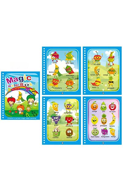 buz Βιβλίο ζωγραφικής Magic Water, επαναχρησιμοποιήσιμο Montessori - Φρούτα