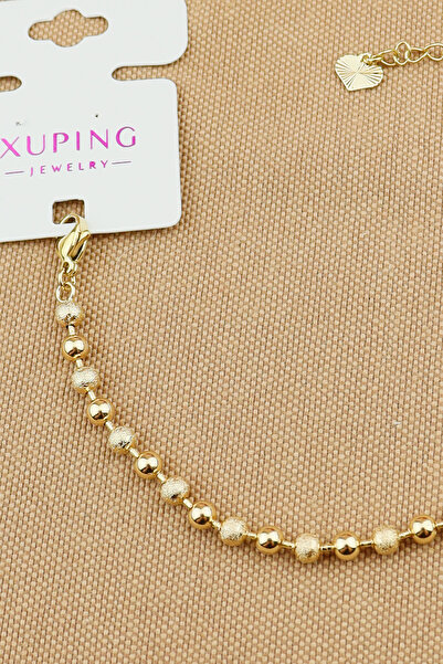 Keyifli Hayaller Xuping Bileklik - Vip Xuping Kalp Uçlu Simli-parlak Gold 4mm Dorika Boncuklu Bileklik 17+3cm