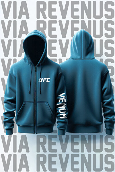 Vordevia Ζακέτα με φερμουάρ UFC με τύπωμα Unisex 3 Thread K με κουκούλα