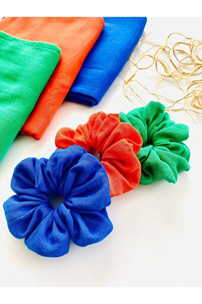 seyranat Зелена, синя, оранжева муселинна еластична лента за коса за момичета...