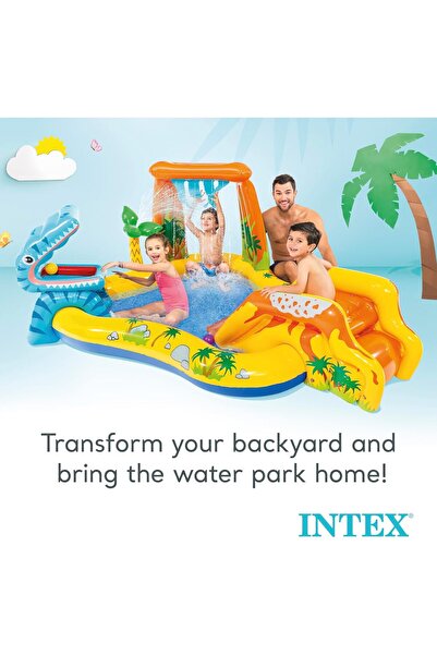 Intex Inflatable Dinosaur Island Kids Water Pool with Slide