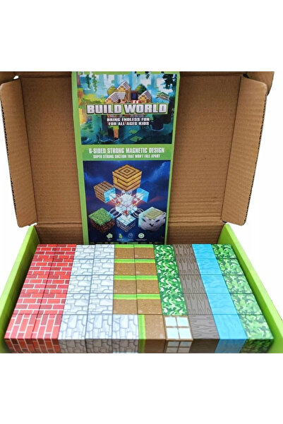 Toyska Minecraft Build World magnetic cube set, 64 pieces, multicolor
